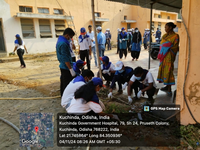 Cleaning program by NCC cadets,NSS volunteers and YRC  Volunteers of KUCHINDA COLLEGE, KUCHINDA,in the SD Hospital, KUCHINDA.