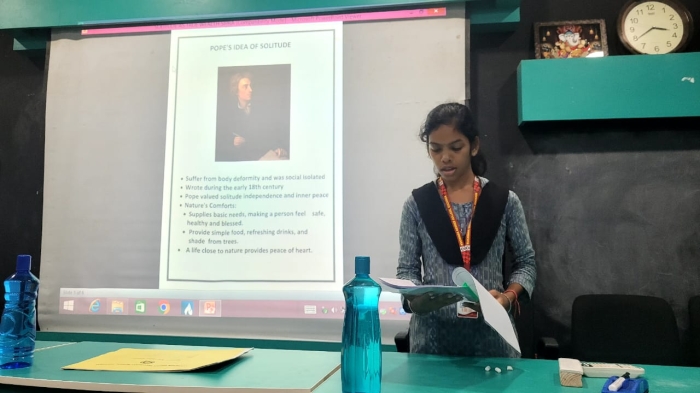 Weekly Seminar of English(Deepika Baa-Temptation of Nature vs. Duty in Robert Frost's Stopping by woods on a snowy evening)