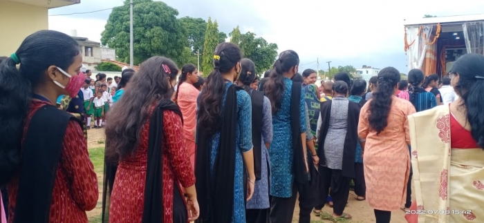Students are paying tribute to MAHAYOGI Sri Aurobindo,the great revolutionary,freedom fighter on the occasion of (ATIMANAS CHETANA  JAGARANA  YATRA)150th BIRTH ANNIVERSARY.