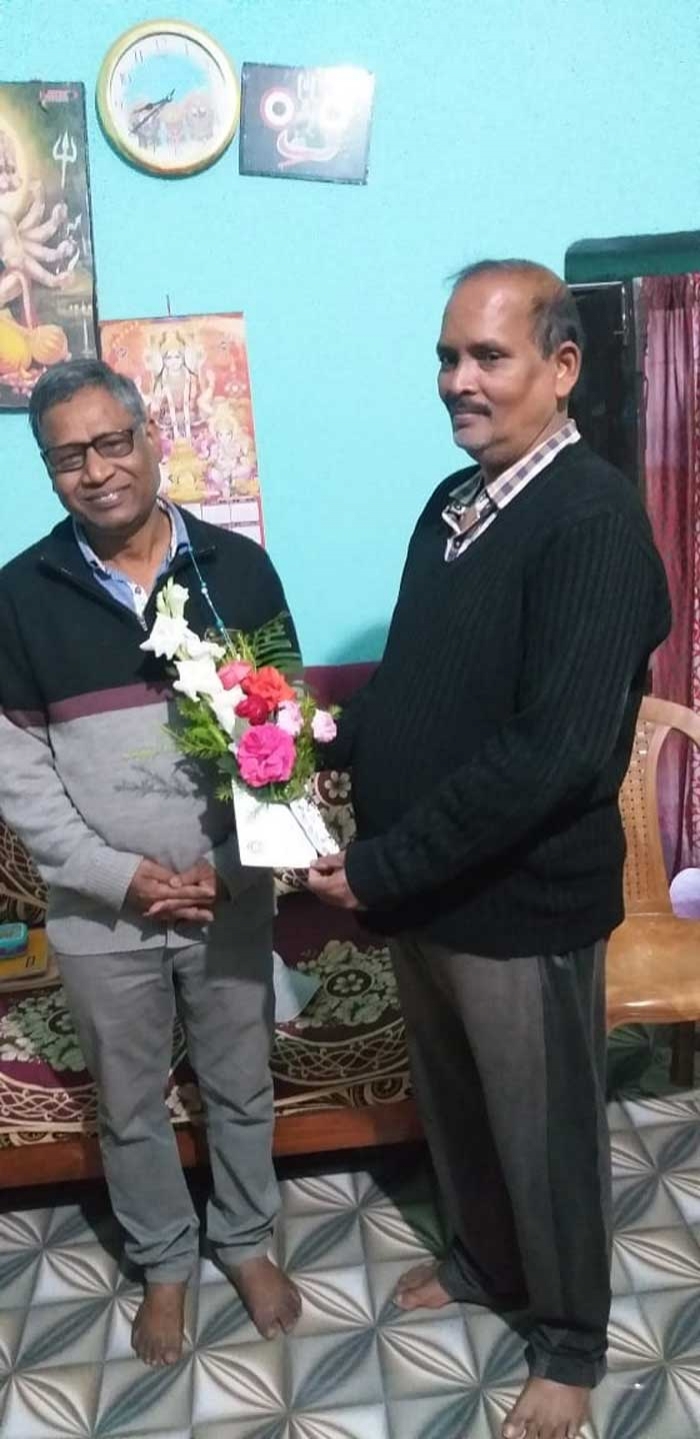 Dr.Amiya kumar Patra,Administrative Bursar is congratulating  our newly nominated President,GB, KUCHINDA COLLEGE, KUCHINDA  by the Govt of Odisha ,Mr.Hrudananda Sharma,An Eminent Advocate and a Poet  on behalf of the college.