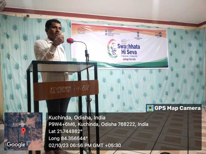 Cultural program was  organised by NAC, Kuchinda in Kuchinda College, Kuchinda  in view of Gandhi Jayanti,2023.