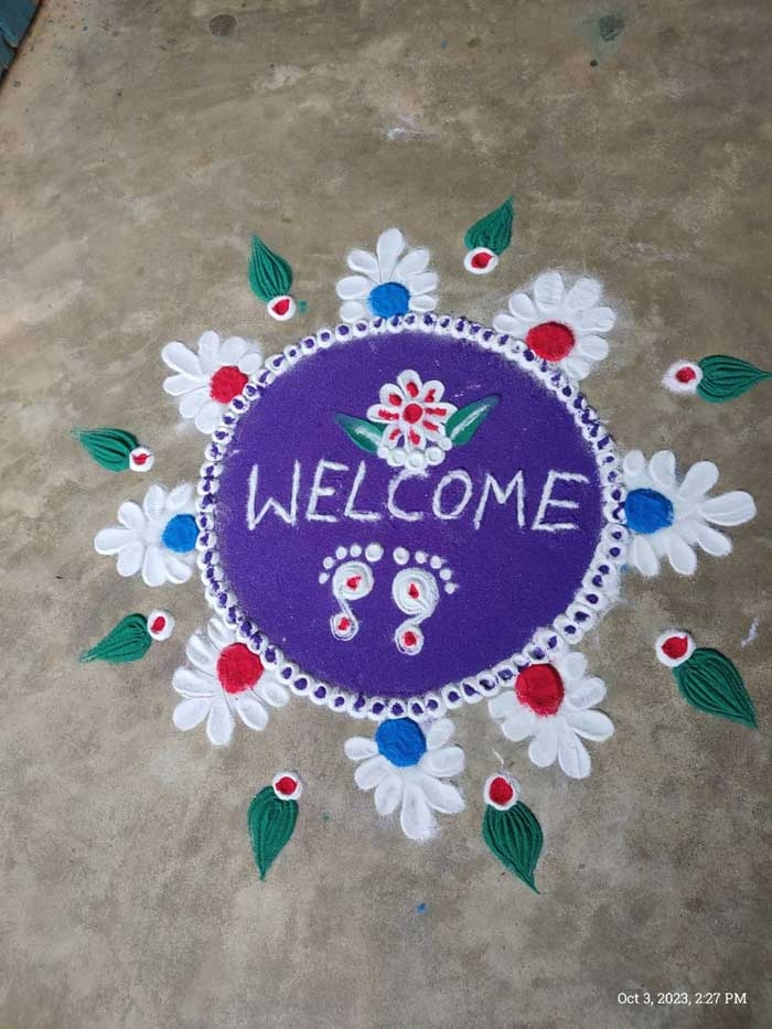Rangoli by students of  KUCHINDA COLLEGE in view of  INDUCTION MEETING 2023.